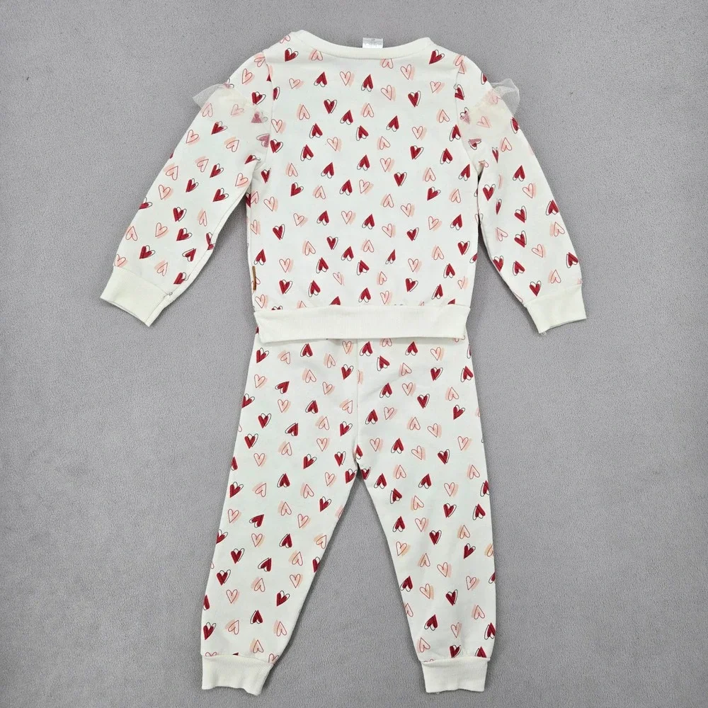 Lila & Jack 4T Heart Print Sweatshirt Jogger Set Girls Coquette Valentines Day